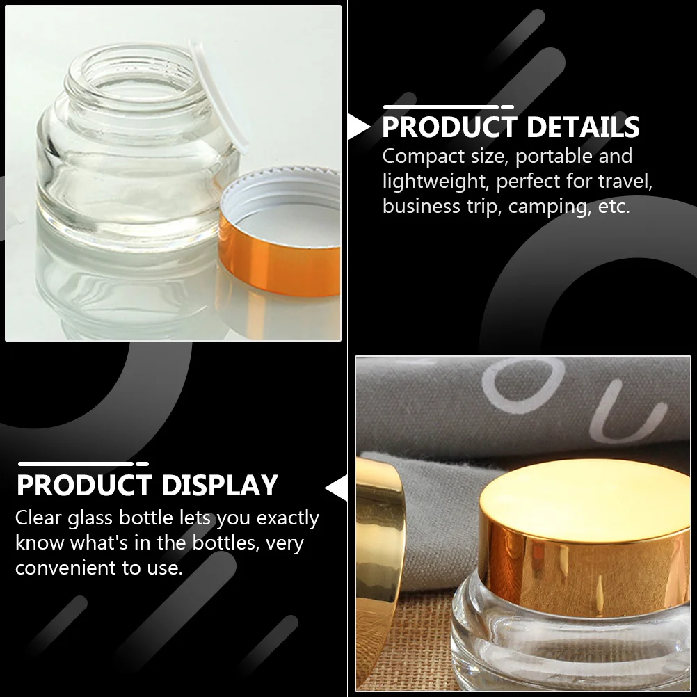 

6 Pcs Face Cream Empty Container Small Bottles with Lids Make-up Storage Glass Travel Containers