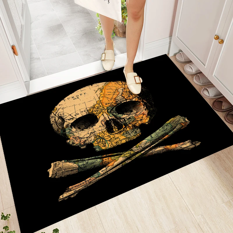 Skull Art Rugs and Carpets for Home Living Room BedRoom Decoration Area Rug Doormat Kitchen Bathroom Non-slip Mat Cartoon Rugs