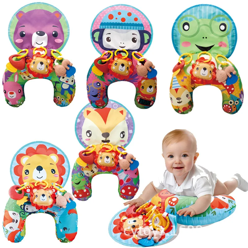 Black White High Contrast Newborn Sensory Tummy Time Head-Up Training Pillow Double-Sided Lying Support Infant Development