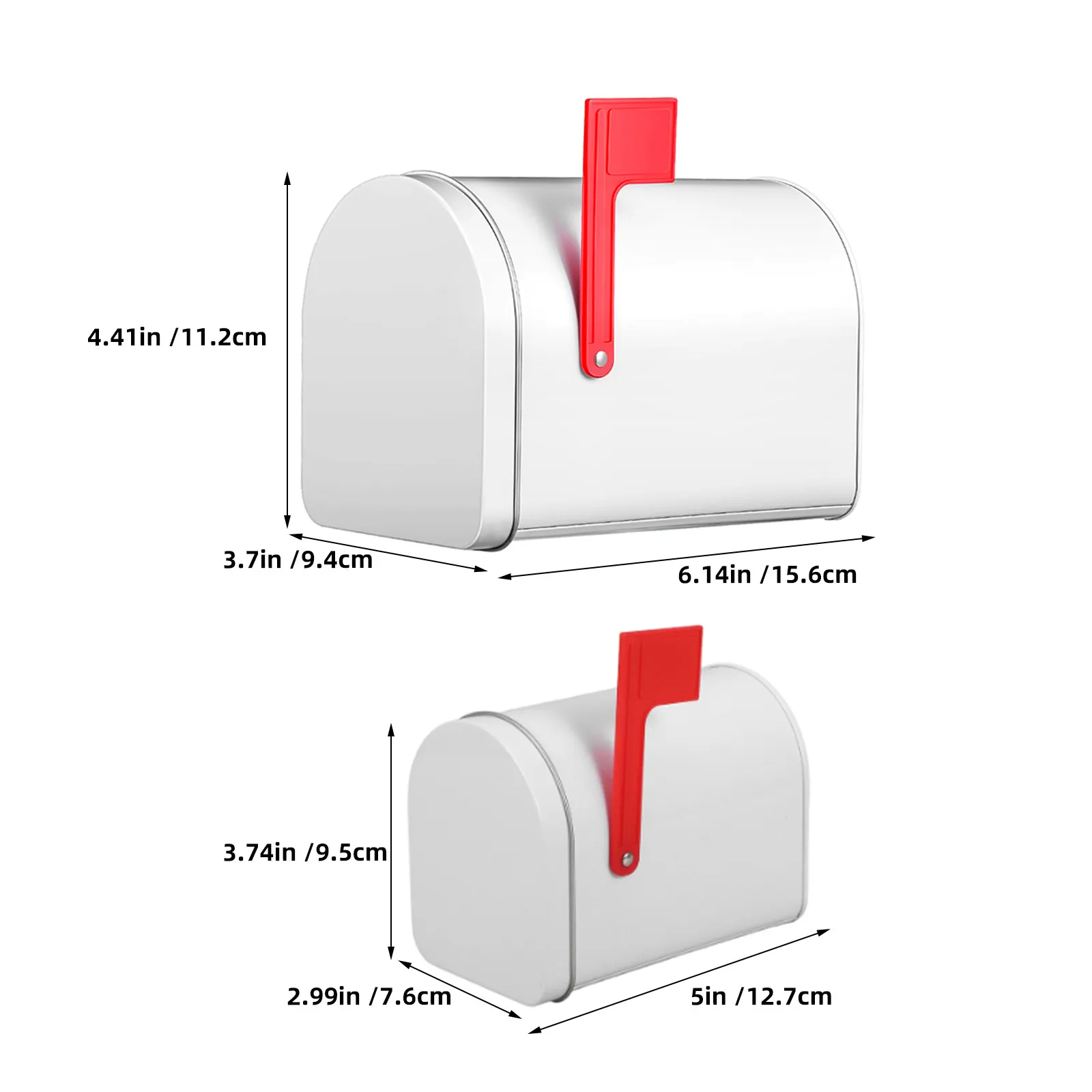 2Pcs Mini Mailbox Metal Tinplate Red Flag Vintage Desktop Mailbox Classroom Valentine Card Exchange Box Party Favor Donation Box