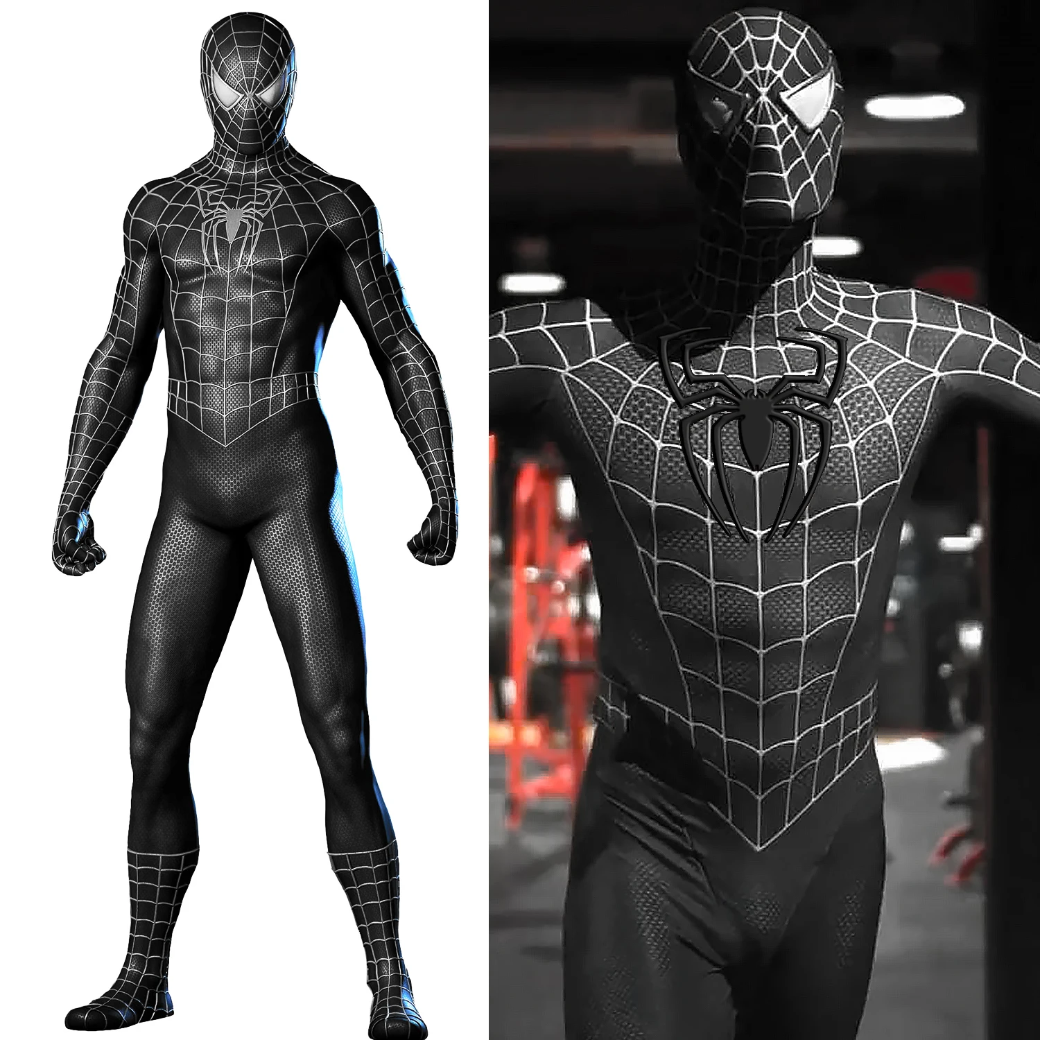 

3D LOGO Black Raimi Spider Cosplay Tobey Maguire Spiderman Costome Superhero Halloween Costume Spiedy Spandex Zentai Bodysuit