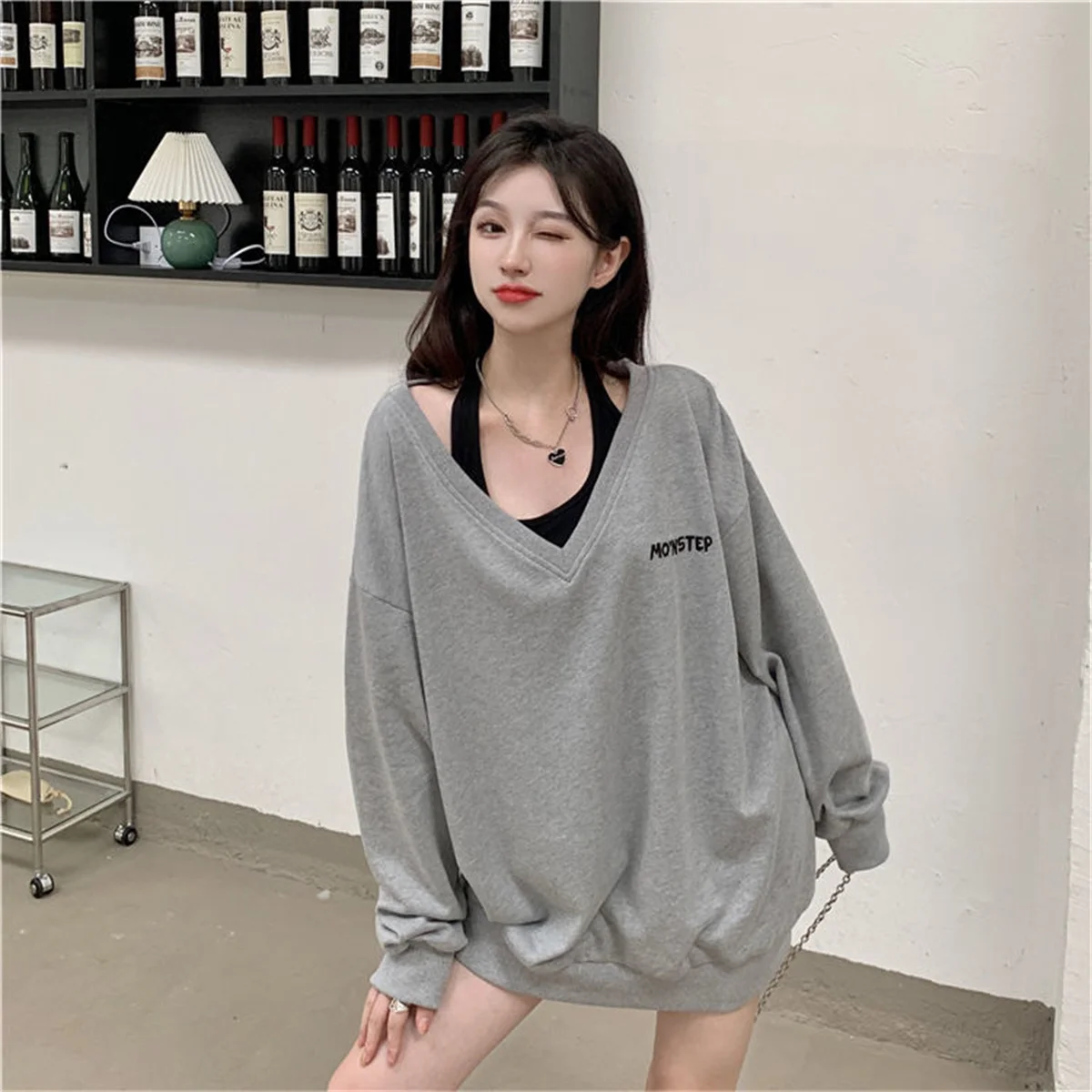 Sexy 2 Pcs Set Hoodie Women Solid Oversized Spring Tops Cool Female Autumn High Street Off Shoulder Hoodie Two Piece Sweatshirt