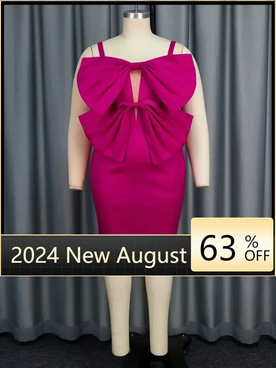 

Sexy Fushsia Party Dresses Square Collar Sleevless Bowtie Slim Fit Club Cocktail Event Mini Gowns for Ladies Summer New