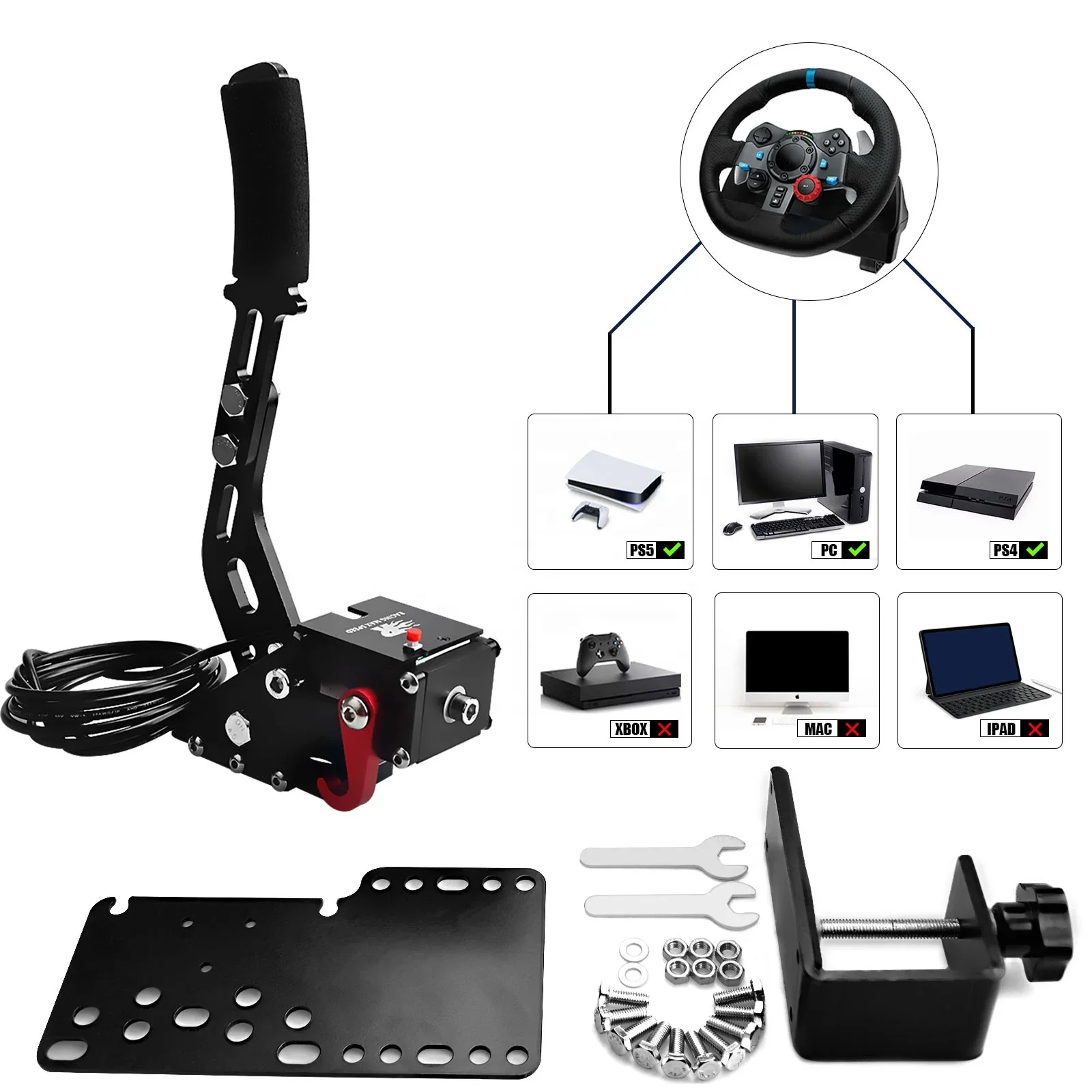 PS*5 PC USB Handbrake For SIM Auto Racing Games G25/G27/G29 T500 Steel & Aluminum RALLY Adjustable For PC Windows DIRT RALLY