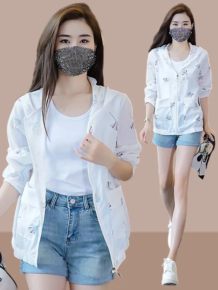 Cool Sensation Sun Protection Clothing Women's Ice Silk Loose Outerwear Breathable UV Protection Summer New Style Outdoor