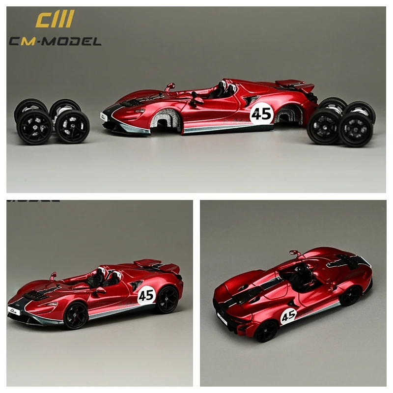 

CM Model 1/64 Elva Red Blue Grey paint series alloy car model - two sets of replaceable tires