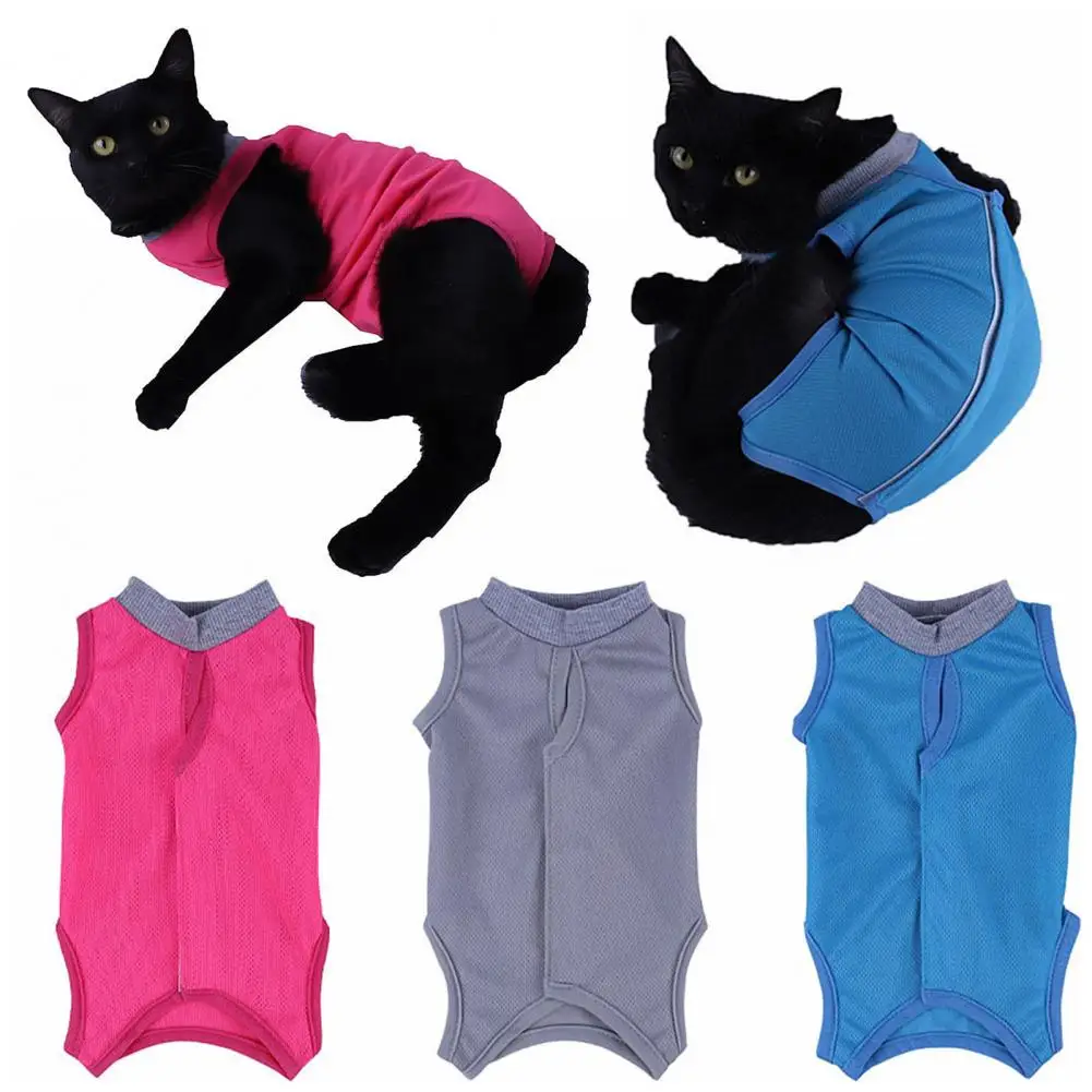 Cat Neutering Suit Comfortable Cat Recovery Suit Adjustable Post-Surgery Protective Clothes Pey Supplies Pet Vest Clothing