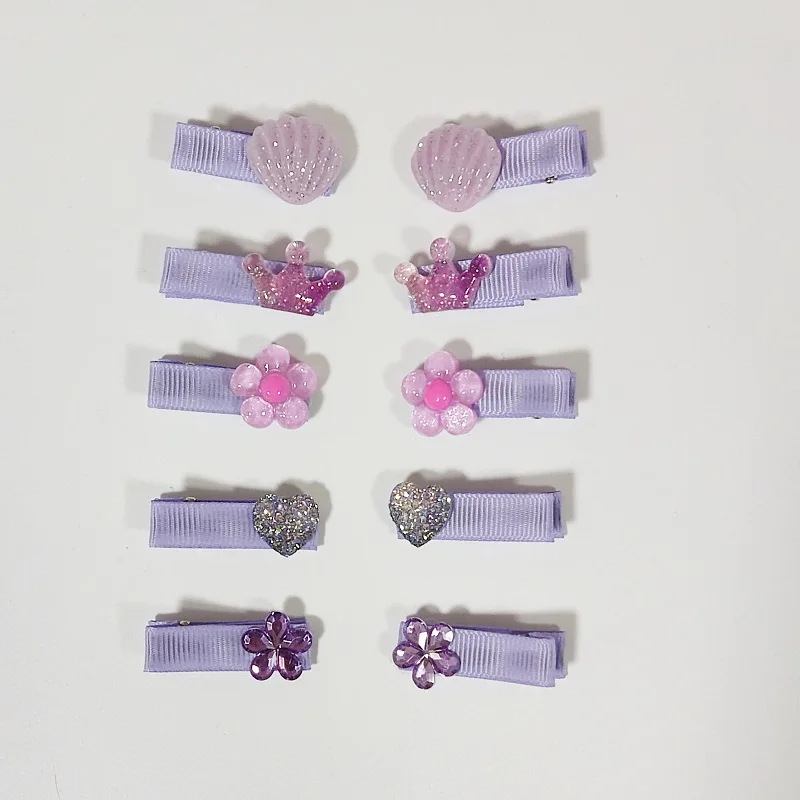 10pcs Cute Baby Hairpins Purple Color Heart Mini Barrettes for Little Girls Baby Hair Small Kids Headwear Accessoires