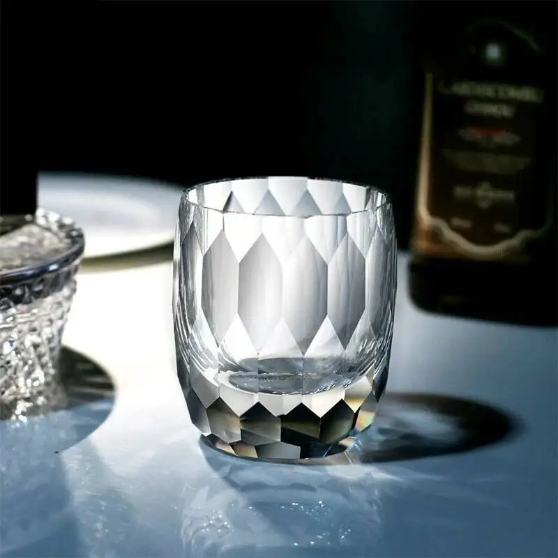 Affordable Luxury Diamond Cut Crystal Old Fashioned Glass Whisky Glass Liquor Wine Glass Vodka Cup Water Glasses Gift Collection
