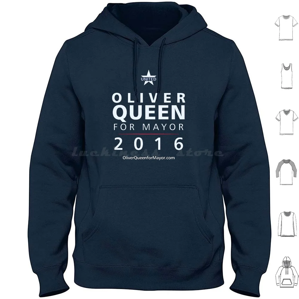 Arrow-Oliver Queen For Mayor Hoodies Long Sleeve Arrow Flash Green Arrow Oliver Queen Campaign Election Mayor Oliver