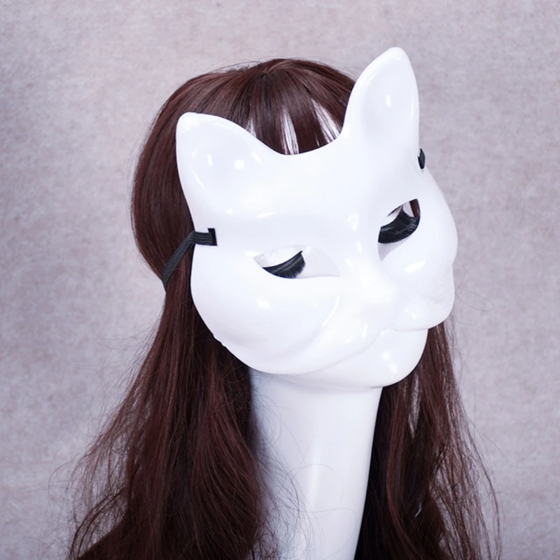 5Pcs Foxes Masks White Plastic Hand Painted Half Face Cosplay Masks Women Men DIY Party Assecories Costume Masquerade Masks