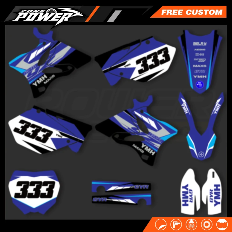 

Powerzone Motorcycle Graphics Decal Stickers Kits for Yamaha YZ125 YZ250 YZ 125 250 2002-2014 Number Name Custom