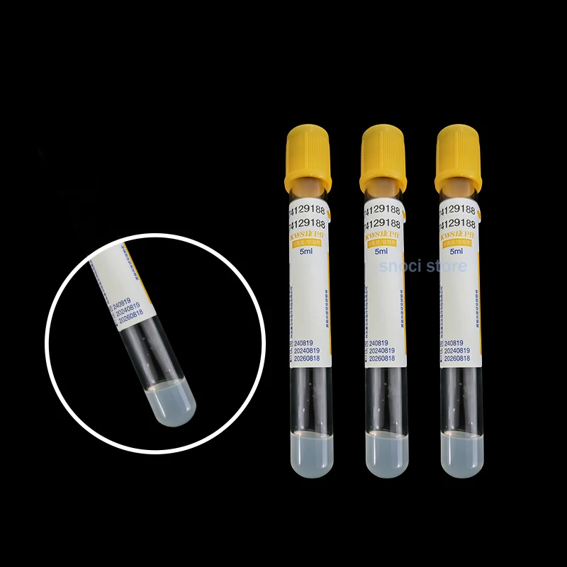 Disposable Vacuum tube 3ml/5ml/10ml test Tube Separation Gel and Clot Activator Yellow cap Test Tube Lab PRP Tube for lab,100Pcs