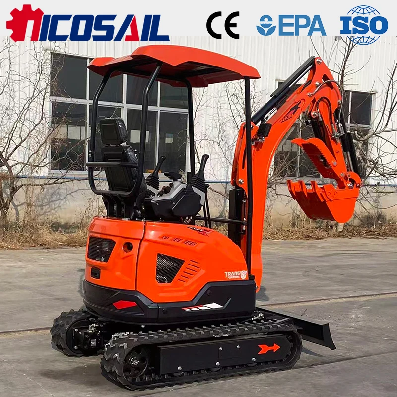 

Nicosail 1.8 Ton Small Crawler Excavator CE Certified Multifunctional Compact Digger for Construction Farm Garden