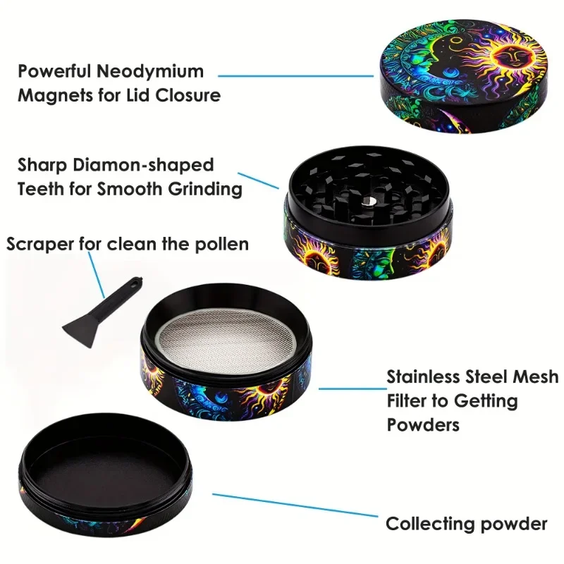 1.6/2inch Metal Herb Grinder Boho Manual Mill Tobacco Spice Pepper Crusher Cigarette Grass  Grinder Smoking Accessories Gift