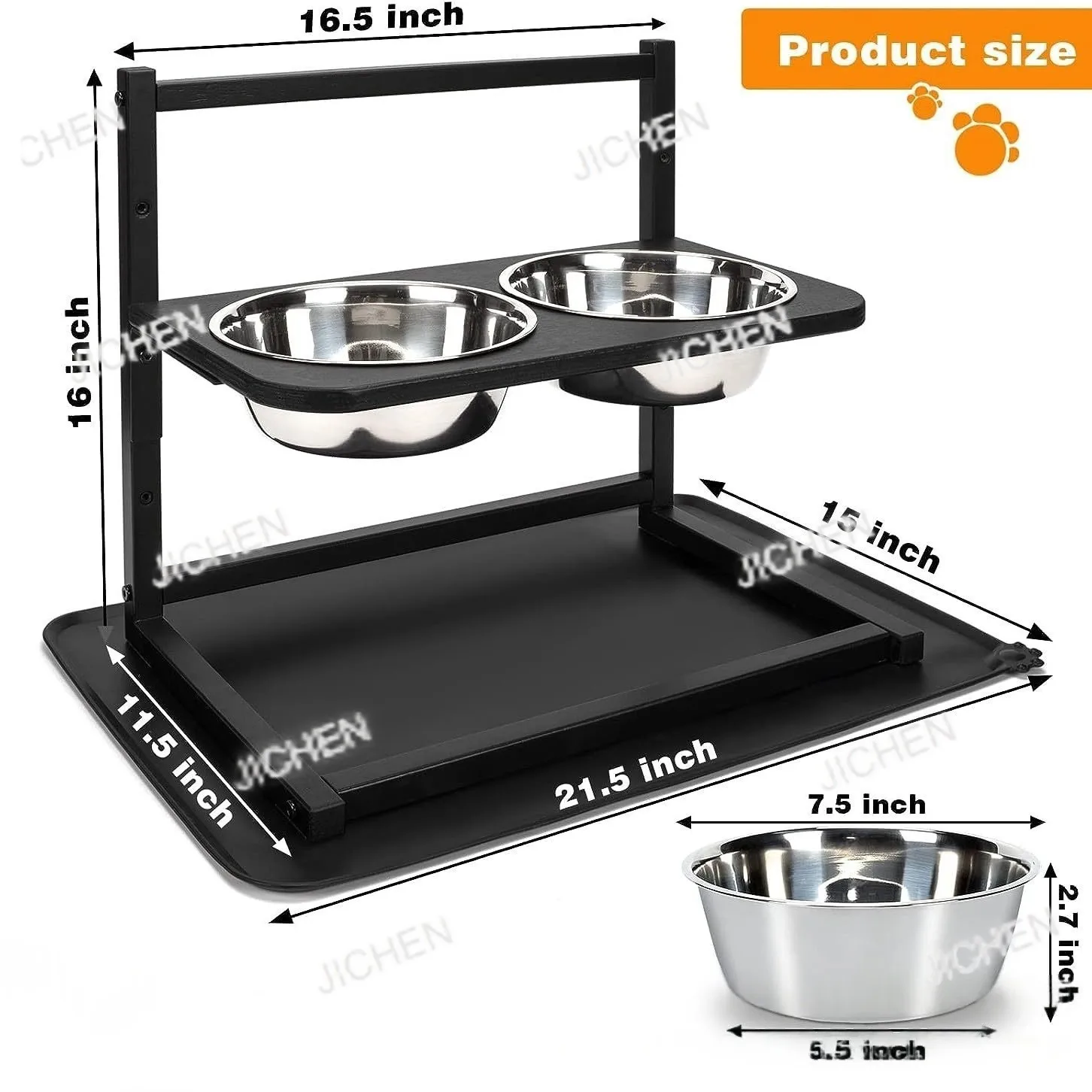 

Металлическая подставка для миски для собак, регулируемая приподнятая, высота 3 дюйма, 5 в 9 дюймов, 13 дюймов