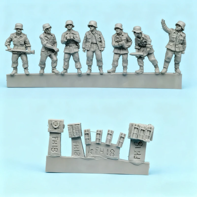 Modellbausatz aus Druckgussharz im Maßstab 1:72 Field Artillery Crew und Zubehör, 7 Figuren, unbemalt