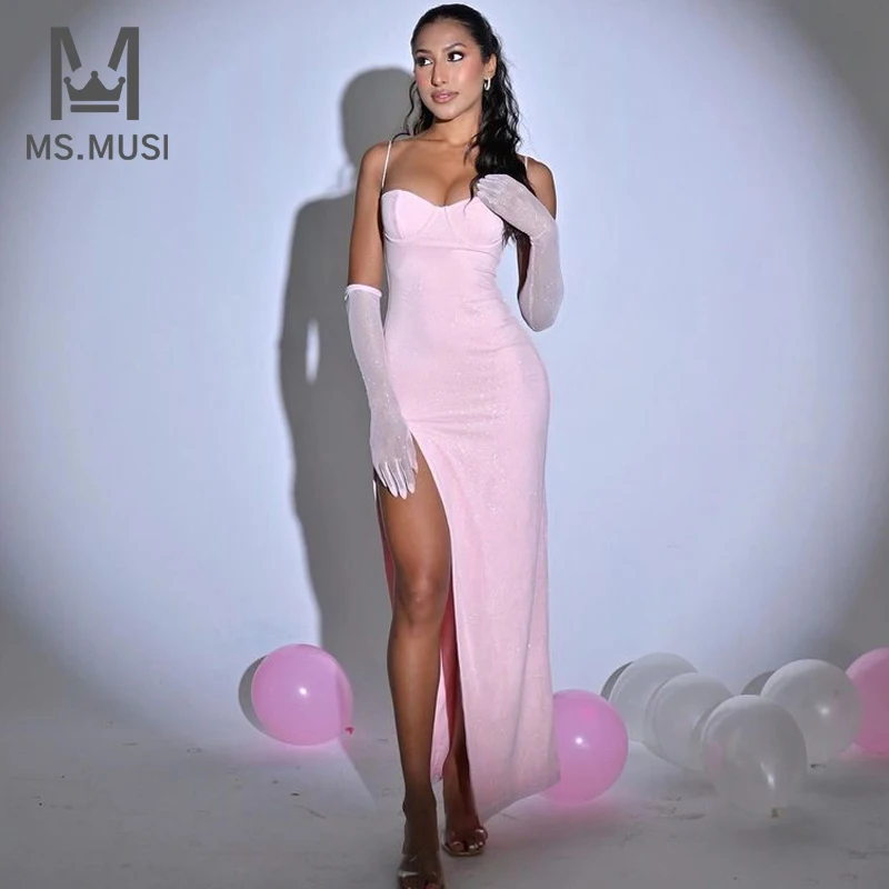 

MSMUSI 2024 New Fashion Women Sexy Strapless Feather Diamond Crystal Sequins Draped Fold Sleeveless Bodycon Party Club Event Min