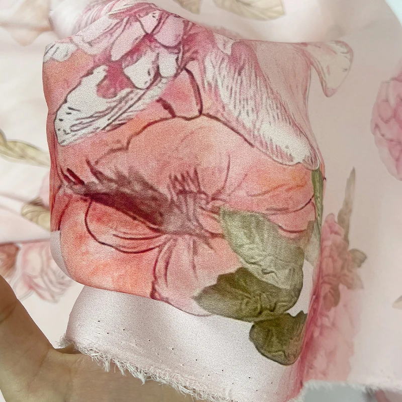 Redraspberry 135cm 112g 20Momme Silk Stretch Double Joe Peony Foundation fabrics clothes Garment sewing materials Free shipping