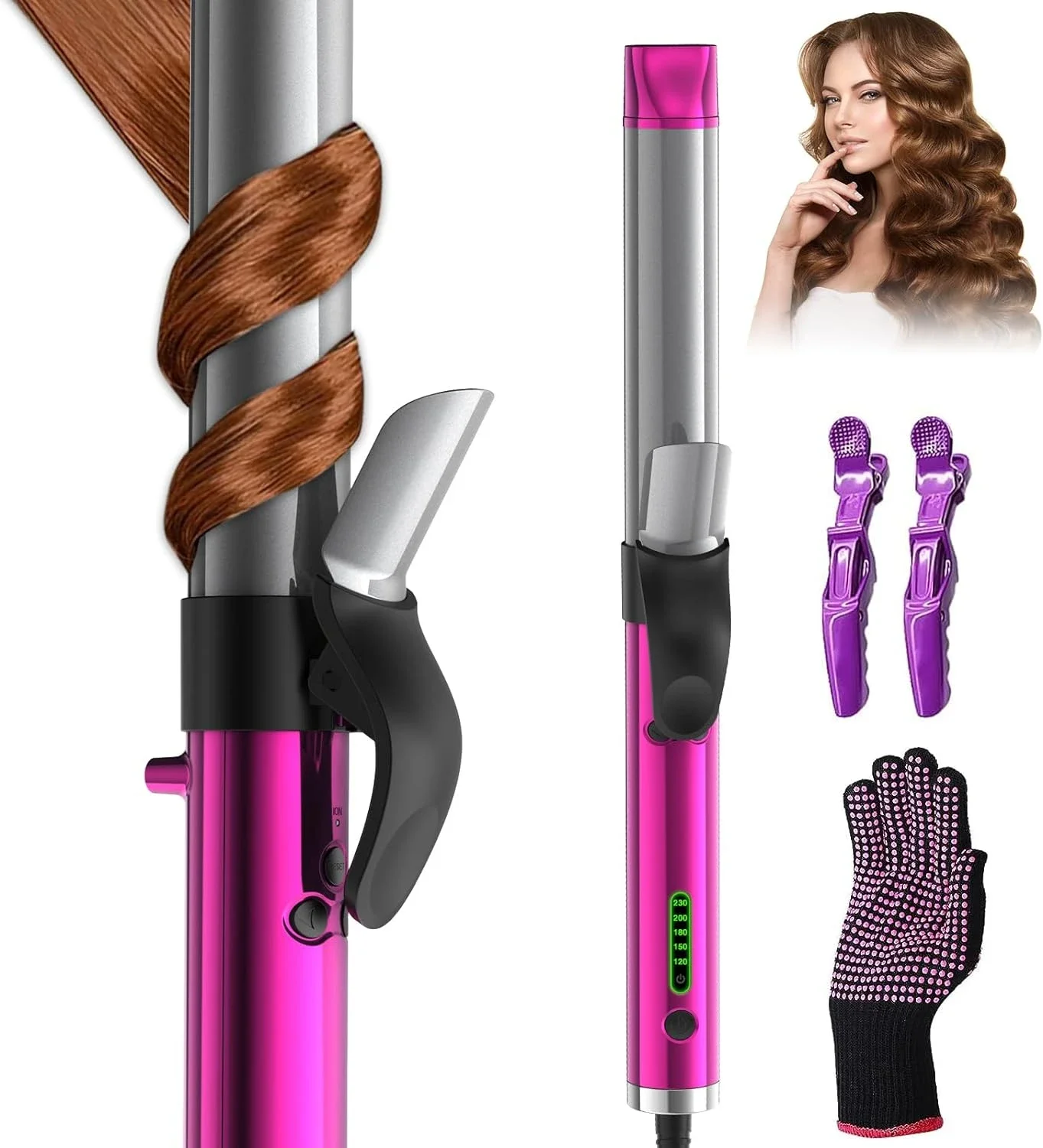 

Automatic Professional Beach Waves 1 1/4 Inch Curling Iron Rotating Curling Wand for Effortless Curls, Advanced Auto Curler Styl