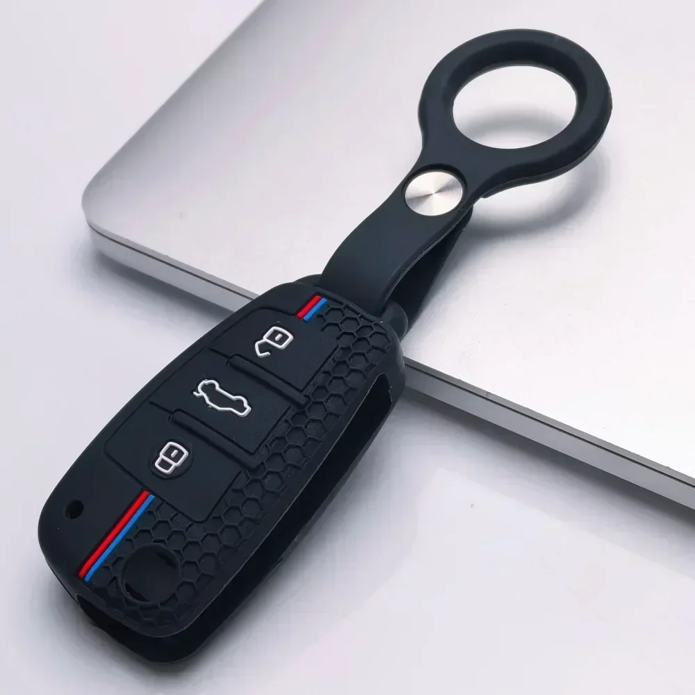 New for Audi A4 B7 A6 C6 4f 8v A3 8p A1 A3 Silicone Key Case Cover Shell Remote Key Holder Jacket Accessories Fob Accessories