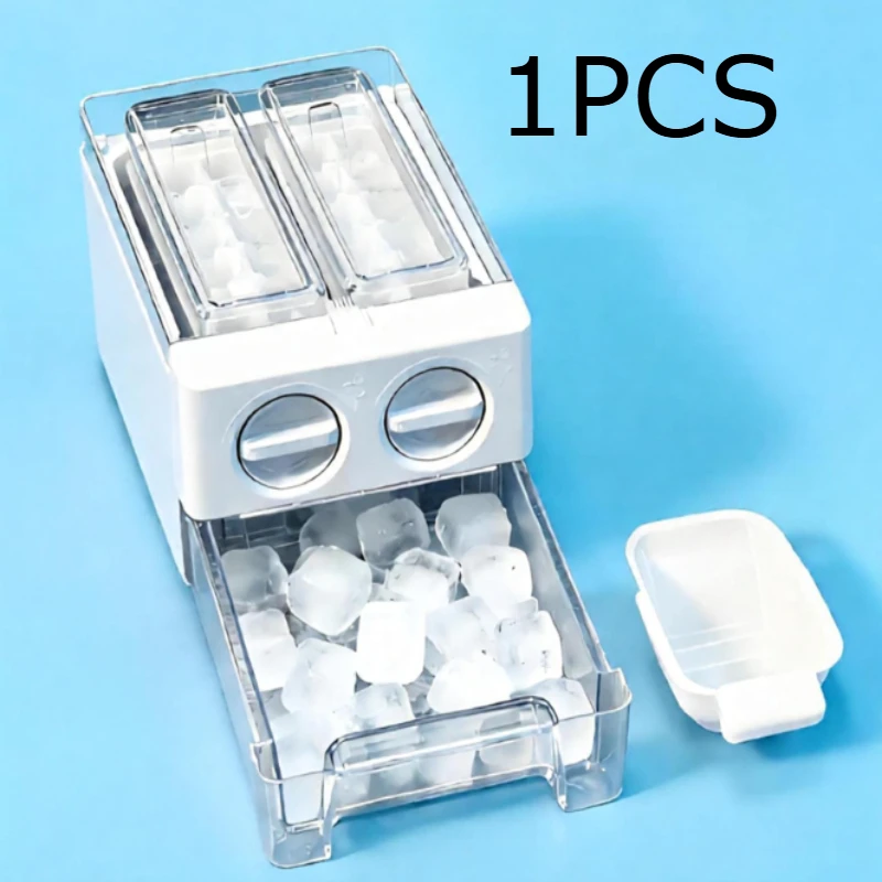 1PCS Refrigerator ice cube tray for Home Kitchen Bar Refrigerator with Scoop One-Time Quick Demoulding Stackable Ice Mold
