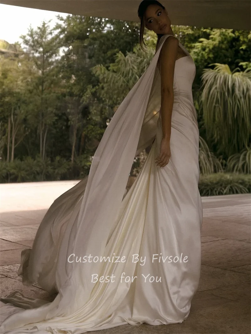 Fivsole Einfaches trägerloses Meerjungfrau-Hochzeitskleid, rückenfreie Kappe, Brautkleider, bodenlanges Hochzeitskleid, Robe de Mariée, individuell gestaltet