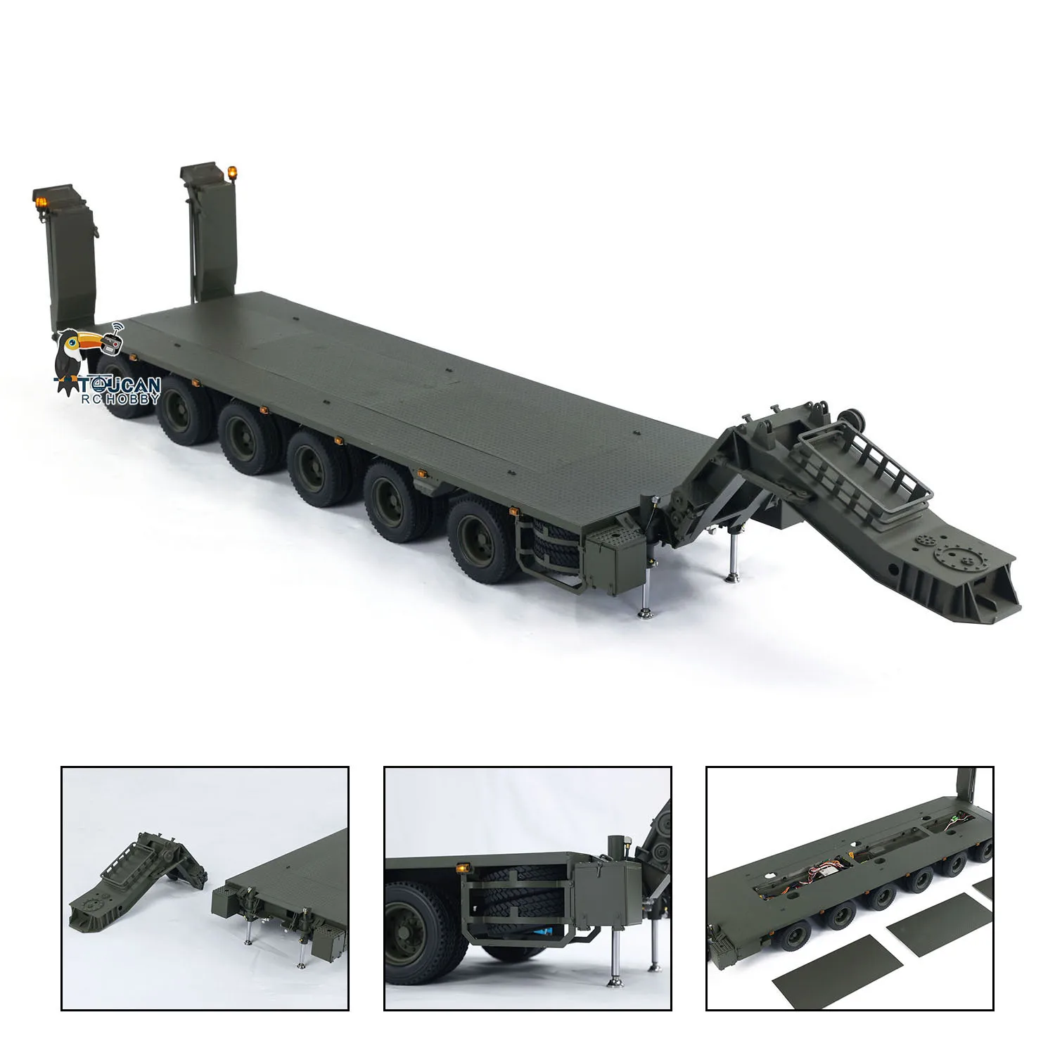 Metal RC Hydraulic Semi Trailer Painted Finished Spare Parts for Toys 1/14 Elefant FAUN SLT-56 Tank Transporter