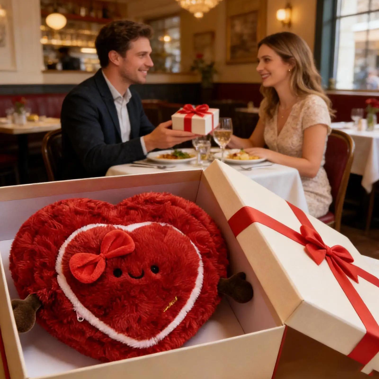 

Kawaii Teddys Bear With Heart Box Plush Toy Soft Bear Stuffed Doll Romantic Gift For Lover Home Decor Valentine's Day Gifts