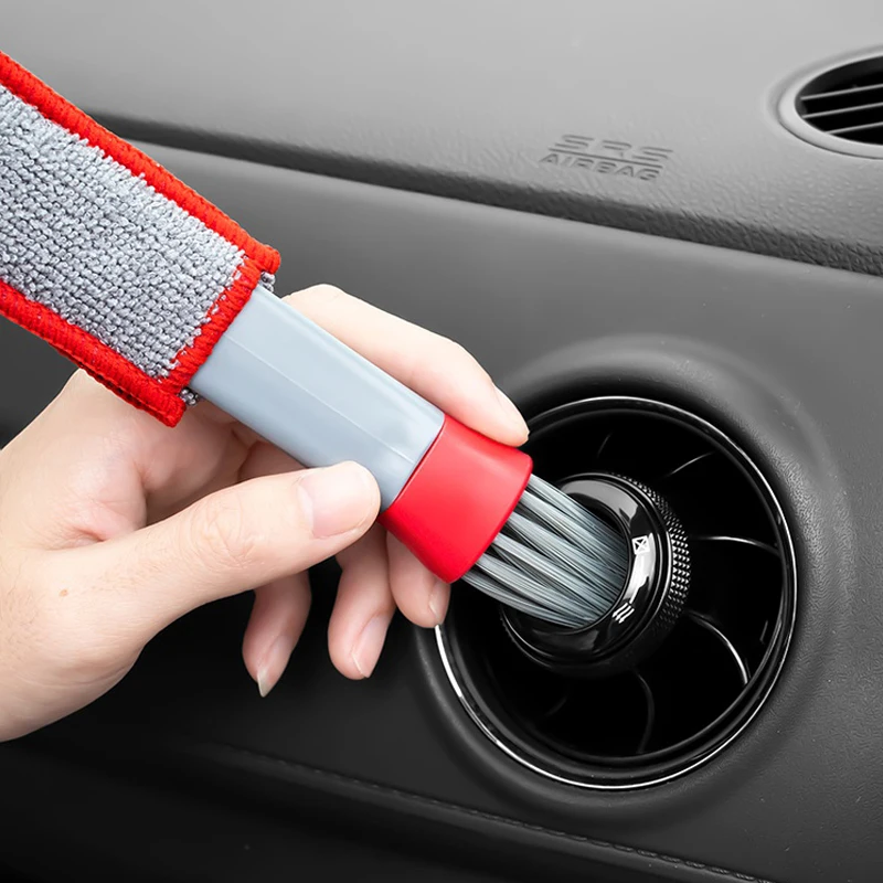 Double Head Brushes for Car Air Vent Brush Conditioner Grille Duster Wipe Auto Detailing Cleaner Car Interior Cleaning Tools