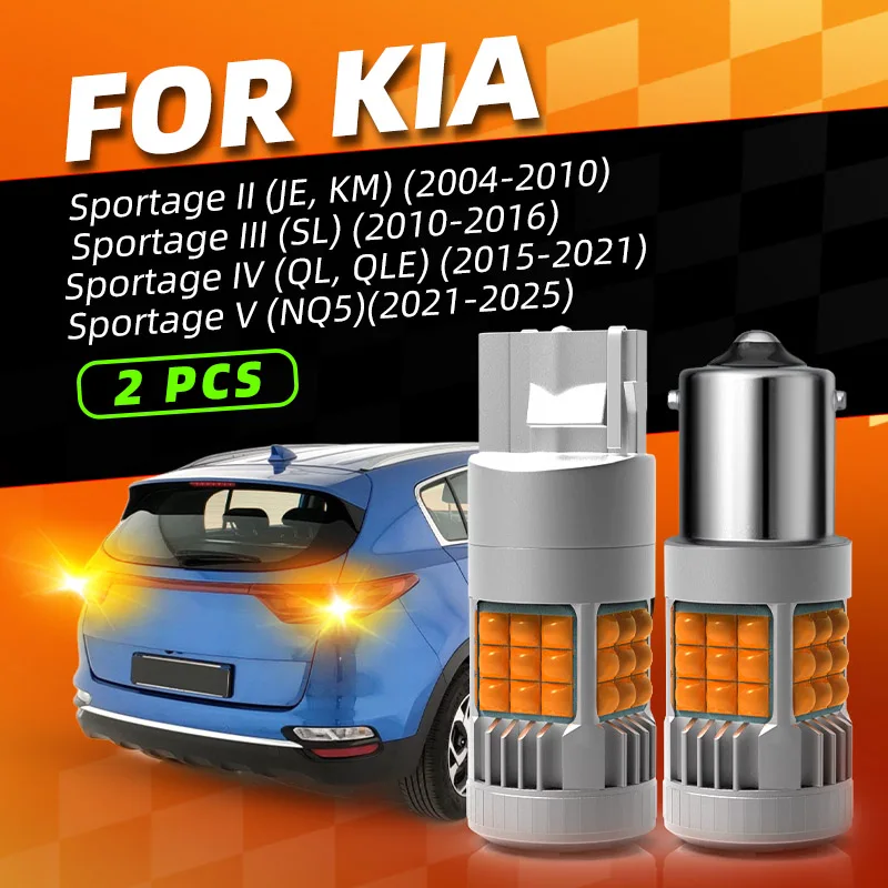 2pcs Car LED Turn Signal Light Bulb For Front/Rear Direction Indicator Amber For Kia Sportage MK2/3/4/5 2005 2008 2012 2017 2025