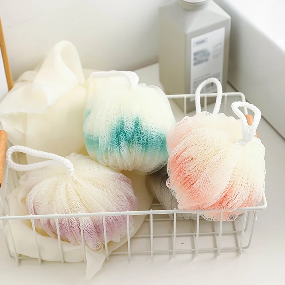 

4pcs Gradient Bath Balls Shower Flowers Exfoliating Cleaning Tools Mesh Body Wash Sponge Kids Gift Mixed Color