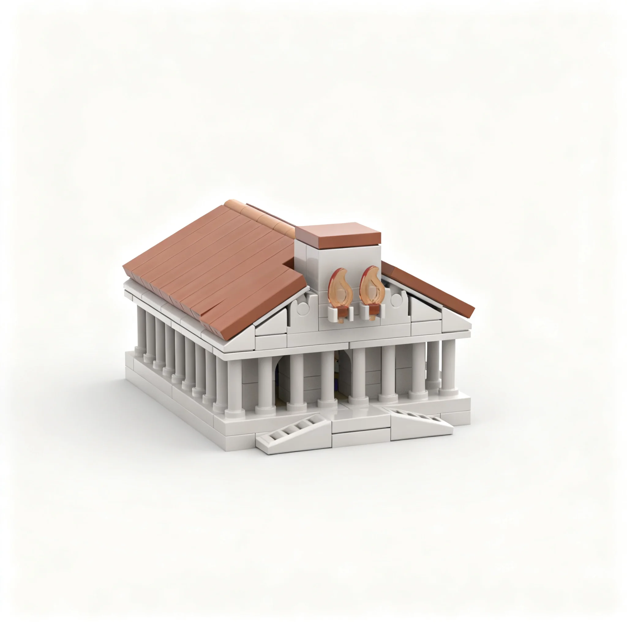209pcs MOC Architecture Micro Roman Temple Model Christmas Gift Creative Assembly Project Office Desk Home Decor