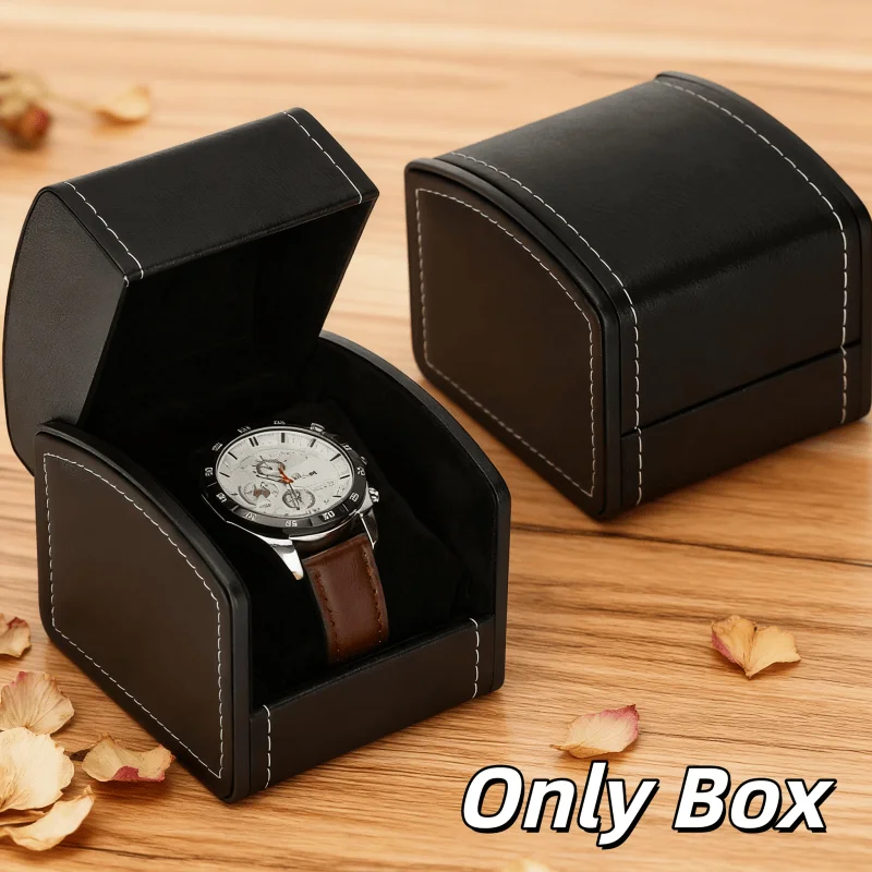 PU-Leder Flip-Top Uhrenbox - Einfache Aufbewahrungsbox für Einzeluhren & Mechanische Uhren, Verpackungsorganizer für Männer und Frauen