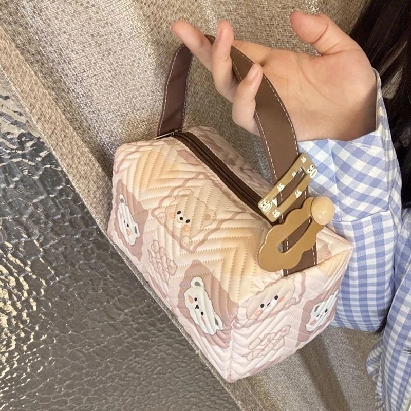 

Милая косметичка с мультяшным медведем, портативная большая вместительная косметичка, дорожные сумки для хранения, сумки-тоут для девочек, подарки