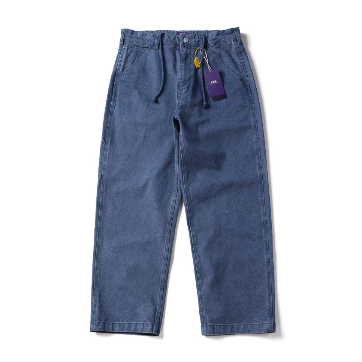 Japanese Retro Loose Casual Straight Leg Jeans French Blue Original Color Blue Dye Retro Autumn and Winter Men's Pants