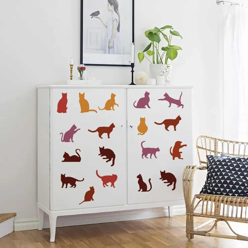 Cat Drawing Stencil 11.8x11.8inch Reusable Painting Template - DIY Craft Cute Pattern for Wall Furniture Wood and Paper view 4