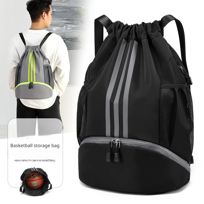 

Basketball Backpack Drawstring Soccer Backpack With Ball Shoe Compartment Gym Bags Sports Mountain Climbing Storagebag Men Women