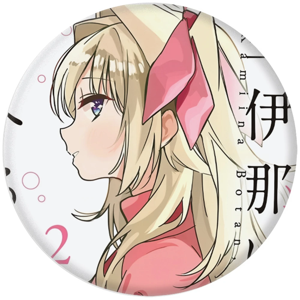 58mm Anime Botan Kamiina Fully Blossoms When Drunk Cosplay COSTUME Badge Pin SPTE Tinplate Brooch﻿ Prop Xmas Gilf