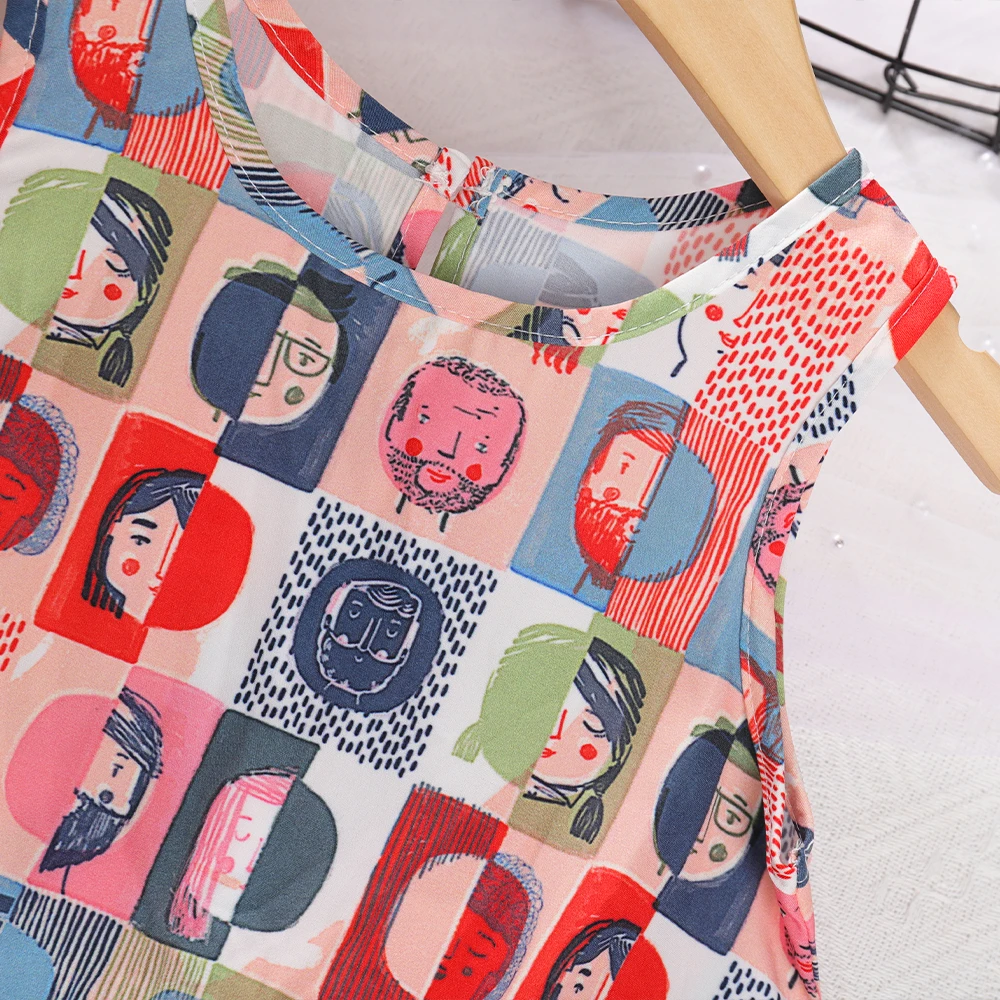 الفتيات عارضة لطيف ازياء مجردة نمط طباعة أكمام فستان الأميرة 1 قطعة صيف جديد 3-7 سنوات الاطفال أزياء الملابس #3