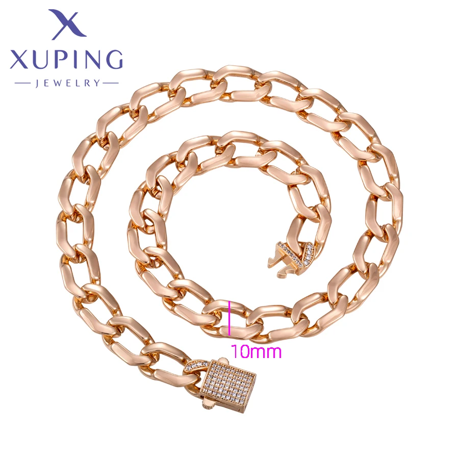 Xuping Jewelry New Arrival Fashion Stone 40cm Hot Lock Gold Color Charm Pendant Necklace for Women Girls Exquisite Gift