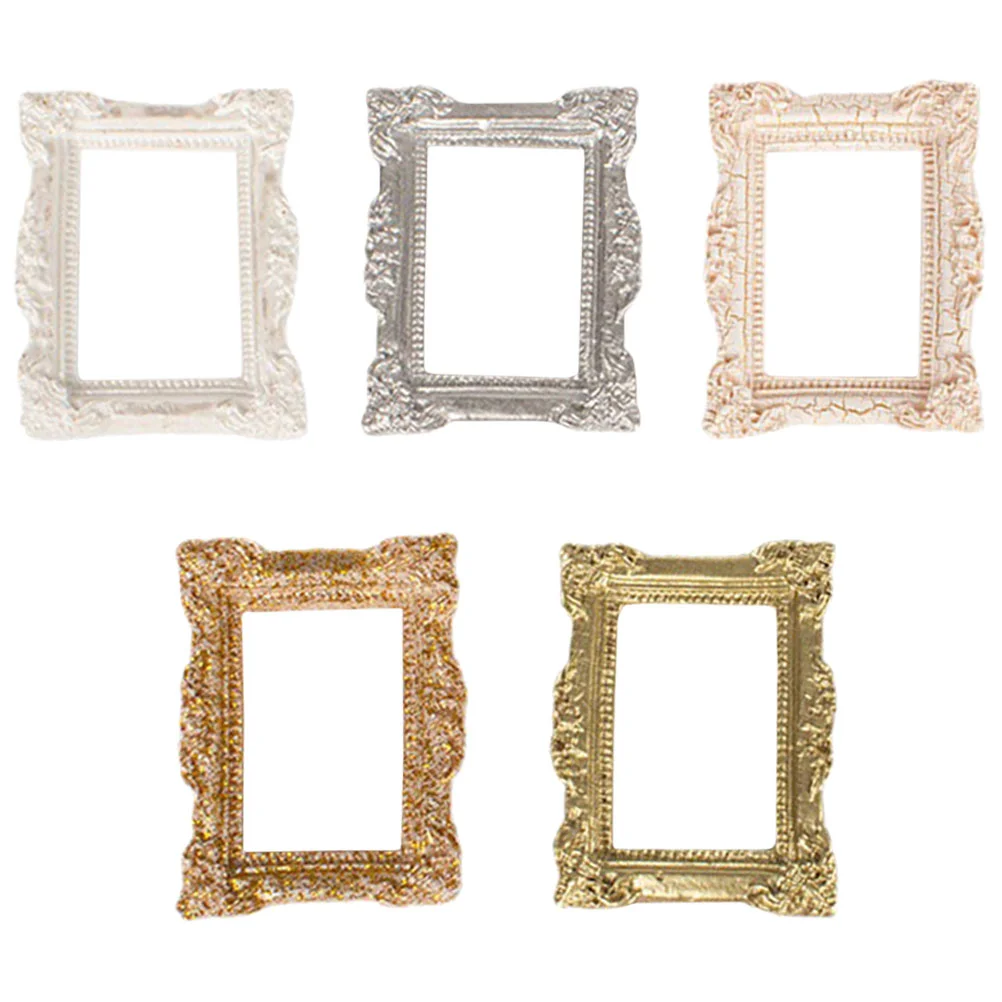 

5 Pcs Mini Photo Frame House Layout Props Picture Moulding Micro Landscape Decors Crafts Decoration Vintage Simulation