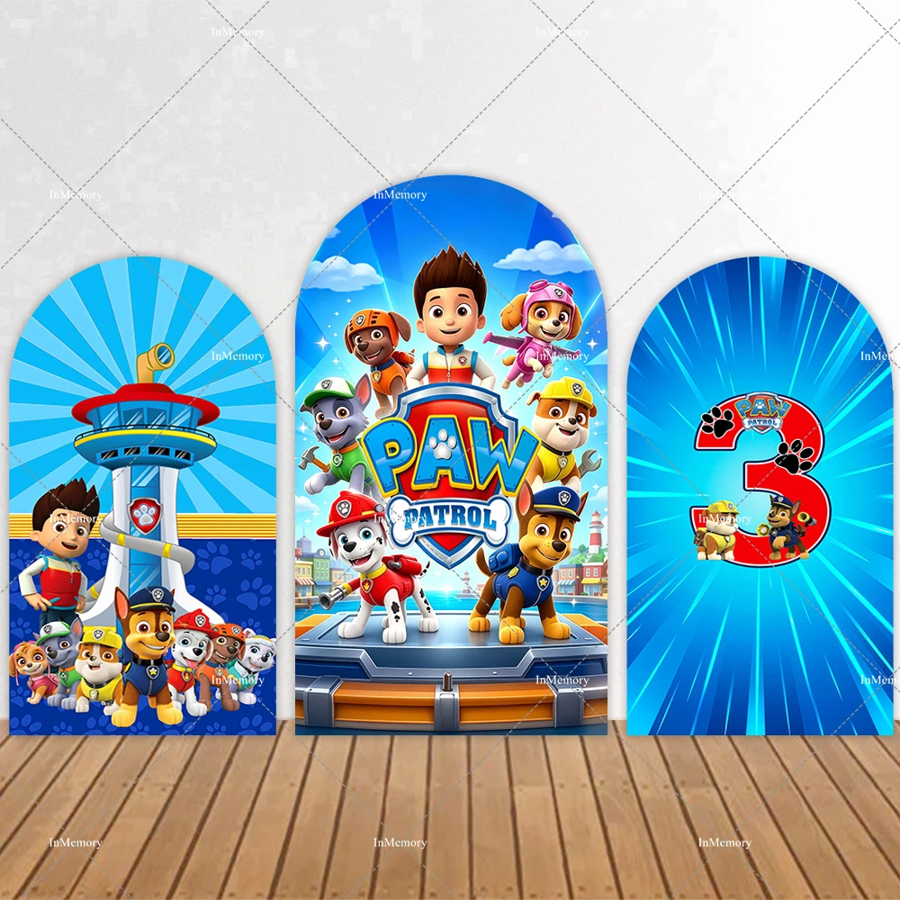 Paw Patrol Theme Arch Backdrop Cover Boys Birthday Party Background Decoration Baby Shower Photo Background Single Side