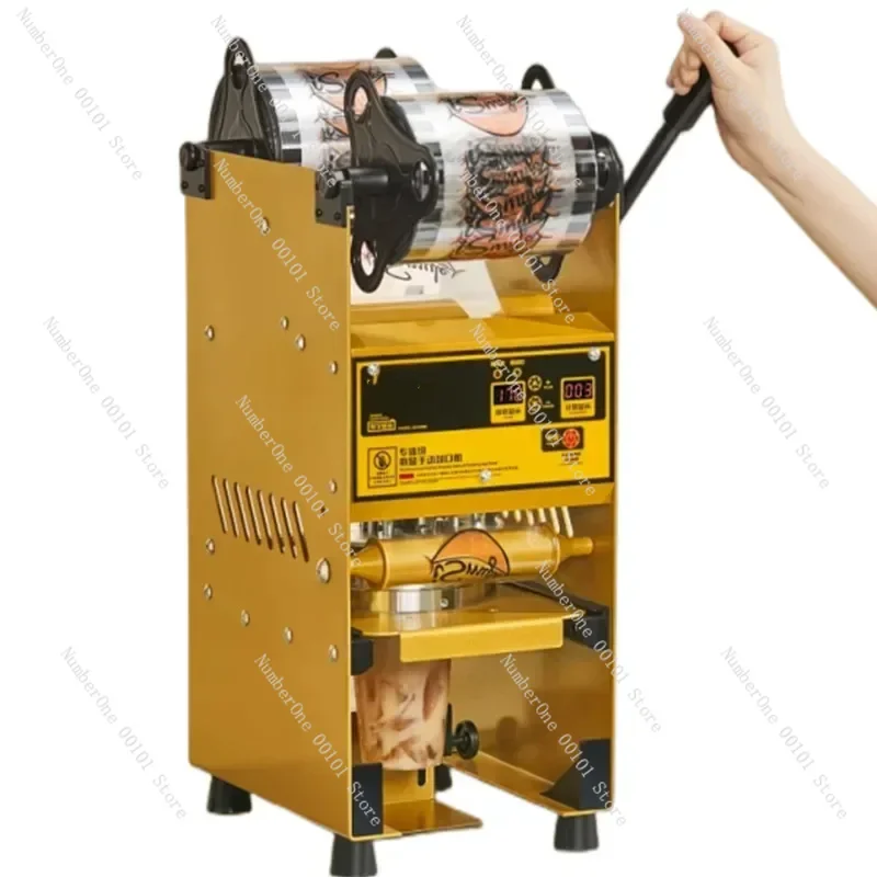 

Milk Tea Sealing Machine Hand Press Commercial Soymilk Beverage Paper Plastic Cup Digital Display Counting