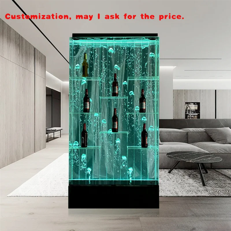 

Изготовленный на заказ светодиодный винный шкаф с пузырьками для клубной вечеринки, декоративная пузырьковая панель, барная полка, программируемая занавеска Fou