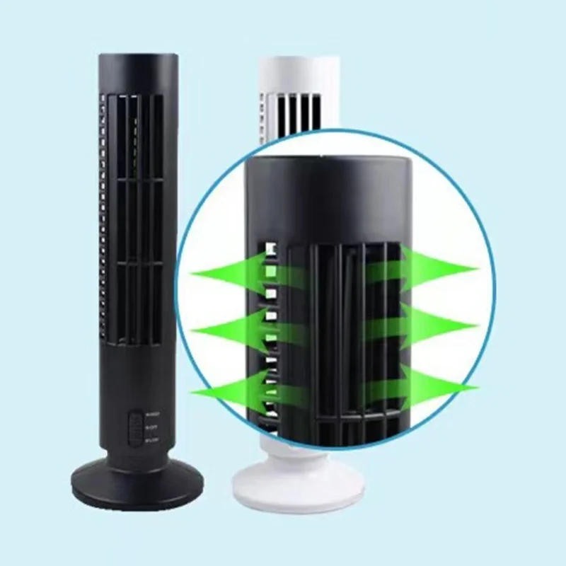 

USB-башенный вентилятор, 2 скорости, мощный ветрозащитный безлопастной охлаждающий вентилятор для офисного стола, дома, черный/белый