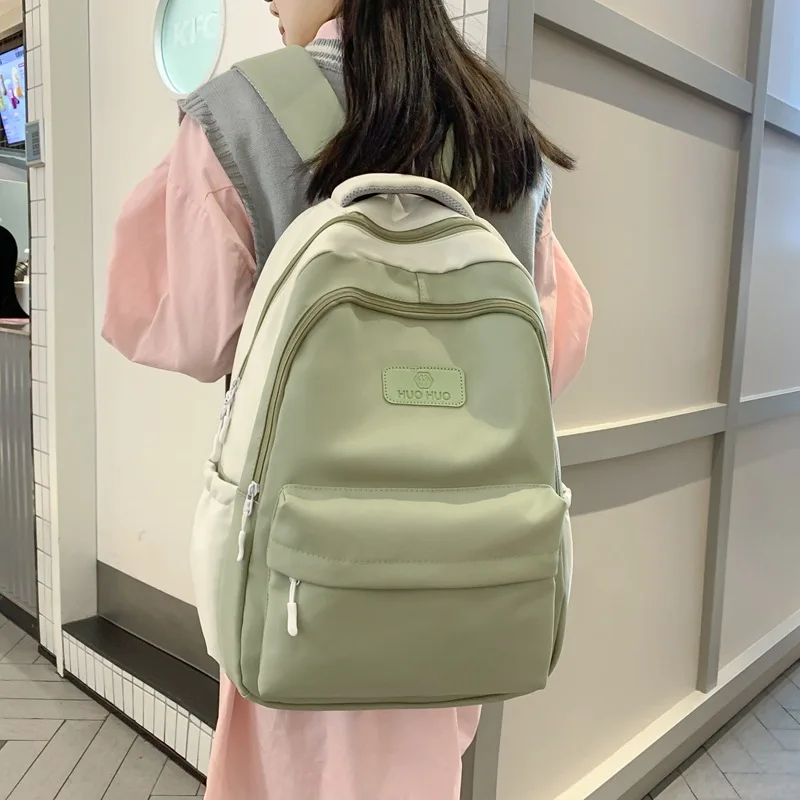 

2024 Korean Women's Shoulders Backpack Campus Students Sports Nylon Schoolbag Teen Girls Large-capacity Casual Cute Backpacks