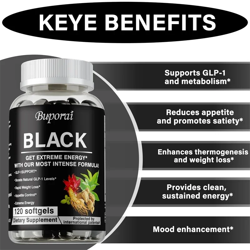

Black - Supports Healthy Weight Management, Boosts Metabolism, Regulates Appetite, Increases Energy, Gluten-freeSupplements