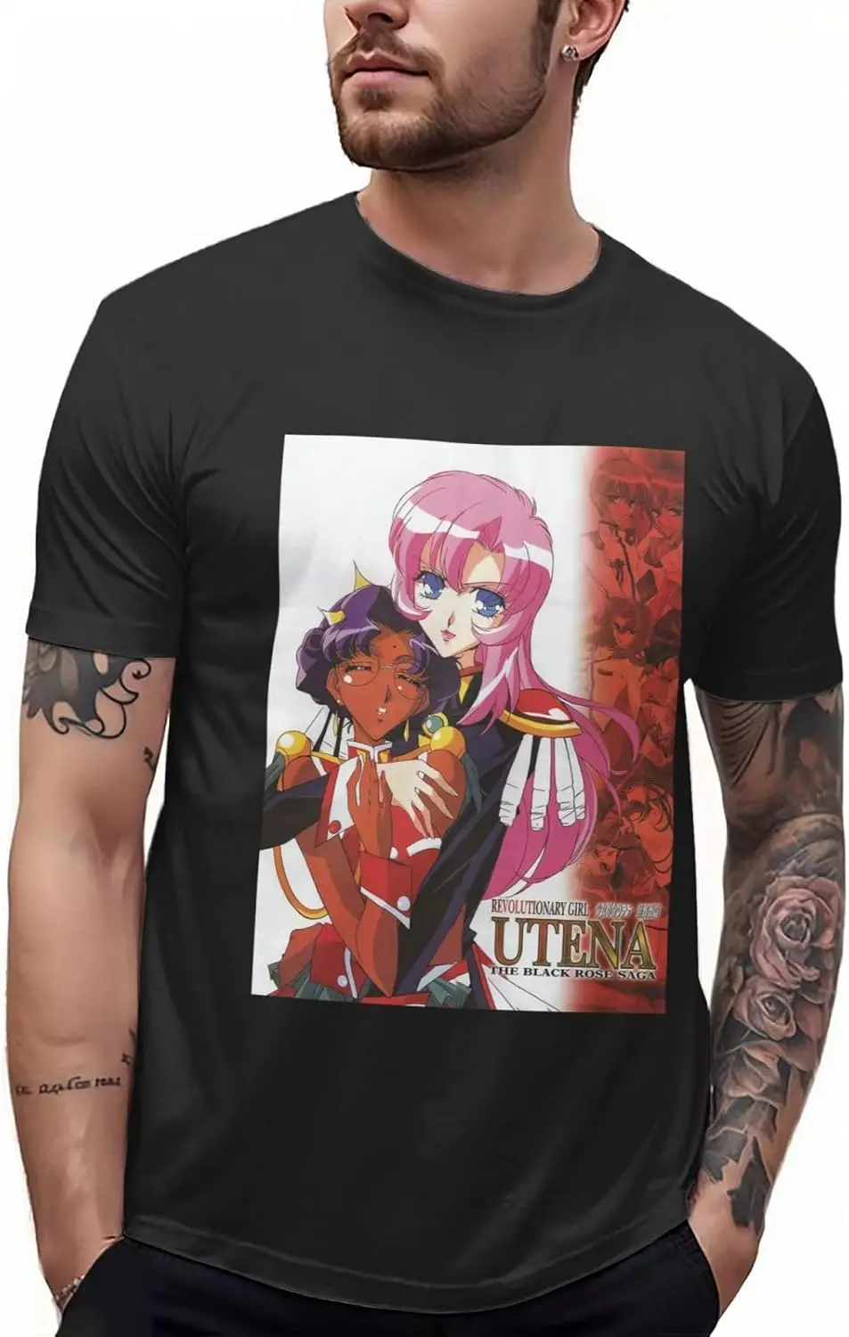 Anime Revolutionary Girl Utena T Shirt Mens Summer Print Round Neckline Tee Classic Short Sleeve Tshirt