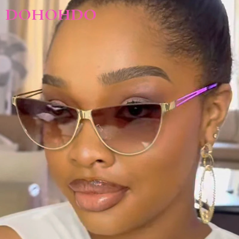 

2026 Retro Big Frame Cat Eye Metal Women's Sunglasses New Luxury Designer Punk Men Shades Outdoor Travel Sunglasses Ladies UV400